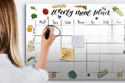 Pizarra magnética de pared con rotulador para planificador de comidas semanal