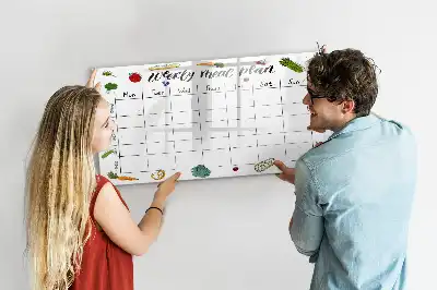 Pizarra magnética de pared con rotulador para planificador de comidas semanal