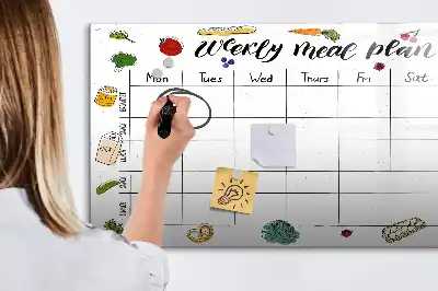 Pizarra magnética de pared con rotulador para planificador de comidas semanal