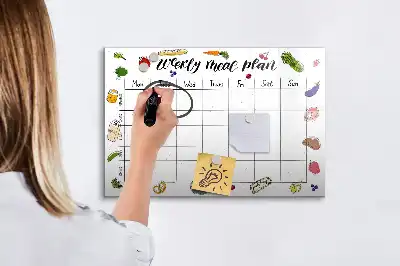Pizarra magnética de pared con rotulador para planificador de comidas semanal