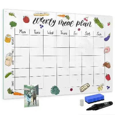 Pizarra magnética de pared con rotulador para planificador de comidas semanal