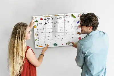 Pizarra magnética de pared con rotulador para planificador de comidas semanal
