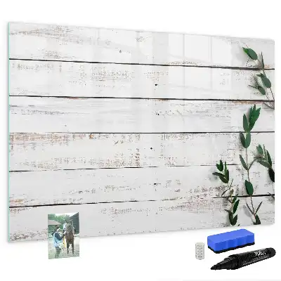Pizarra magnética de pared con rotulador y marco de madera