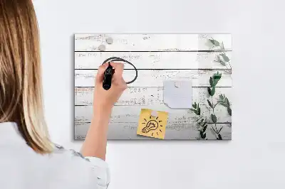 Pizarra magnética de pared con rotulador y marco de madera