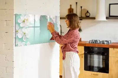 Pizarra de cristal magnética borrable diseño de margaritas flotantes
