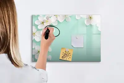 Pizarra de cristal magnética borrable diseño de margaritas flotantes