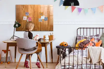 Pizarra magnética de pared con rotulador y marco de madera