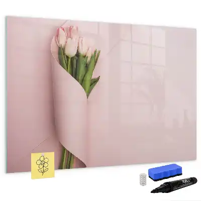 Pizarra de cristal borrable con imanes ramo de flores