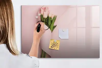 Pizarra de cristal borrable con imanes ramo de flores