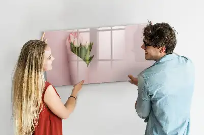 Pizarra de cristal borrable con imanes ramo de flores