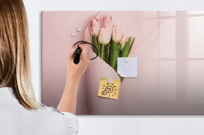 Pizarra de cristal borrable con imanes ramo de flores
