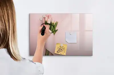Pizarra de cristal borrable con imanes ramo de flores