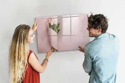 Pizarra de cristal borrable con imanes ramo de flores