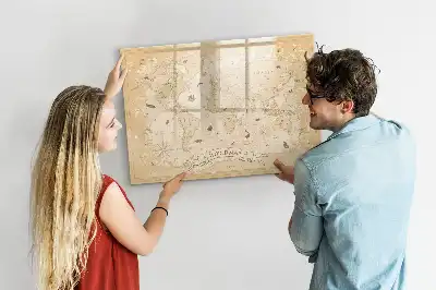 Pizarra magnética de pared diseño de mapa del mundo estilo vintage con rotulador incluido