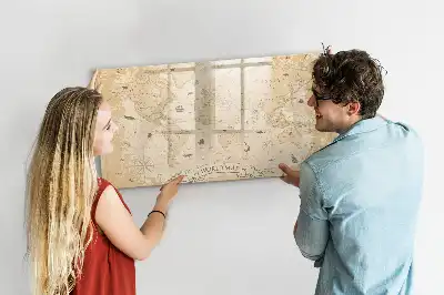 Pizarra magnética de pared diseño de mapa del mundo estilo vintage con rotulador incluido