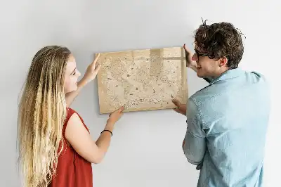 Pizarra magnética de pared diseño de mapa del mundo estilo vintage con rotulador incluido