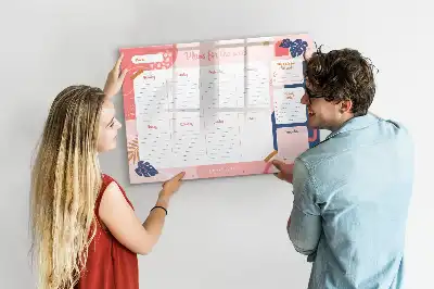 Pizarra magnética de pared con rotulador y planificador semanal