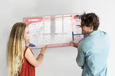 Pizarra magnética de pared con rotulador y planificador semanal