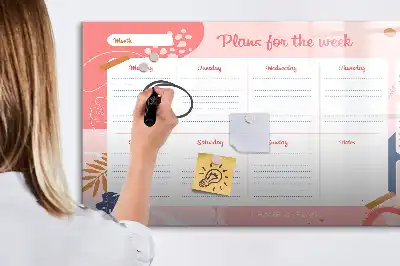 Pizarra magnética de pared con rotulador y planificador semanal
