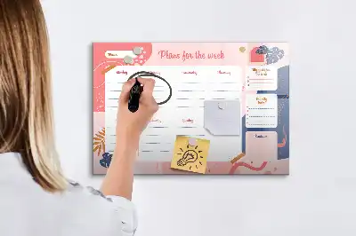 Pizarra magnética de pared con rotulador y planificador semanal
