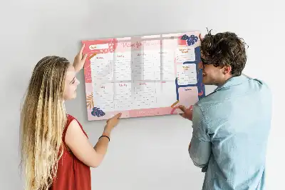 Pizarra magnética de pared con rotulador y planificador semanal