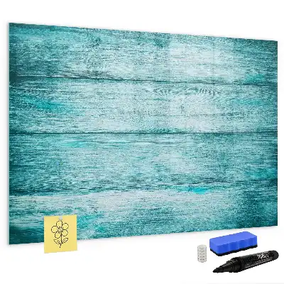 Pizarra magnética de pared con rotulador de madera con acabado en azul envejecido