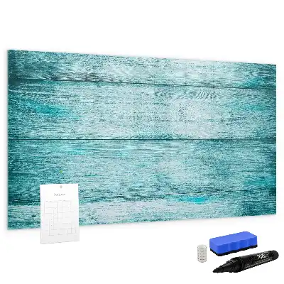 Pizarra magnética de pared con rotulador de madera con acabado en azul envejecido