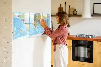 Mapa del mundo político pizarra borrable de cristal con imanes