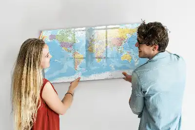 Mapa del mundo político pizarra borrable de cristal con imanes