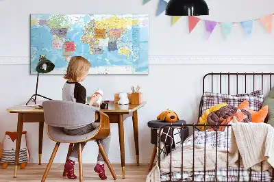 Mapa del mundo político pizarra borrable de cristal con imanes