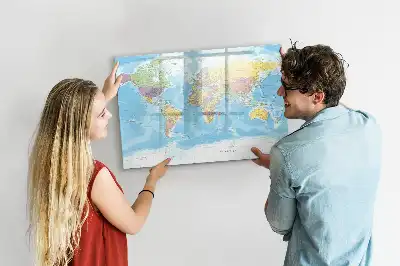 Mapa del mundo político pizarra borrable de cristal con imanes