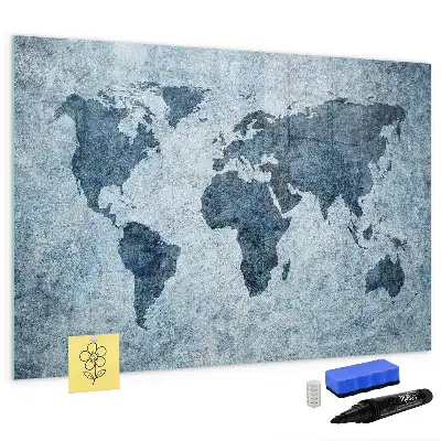Mapa del mundo de cristal borrable con superficie magnética