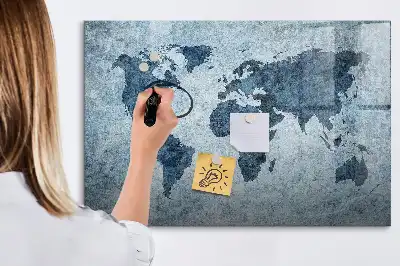 Mapa del mundo de cristal borrable con superficie magnética