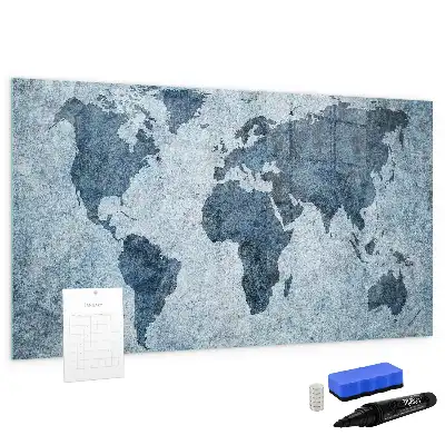 Mapa del mundo de cristal borrable con superficie magnética