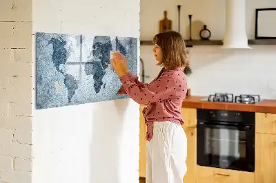 Mapa del mundo de cristal borrable con superficie magnética