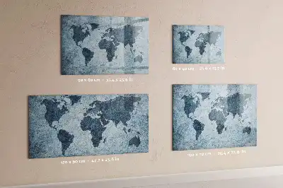 Mapa del mundo de cristal borrable con superficie magnética