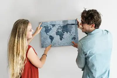 Mapa del mundo de cristal borrable con superficie magnética