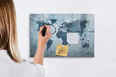Mapa del mundo de cristal borrable con superficie magnética