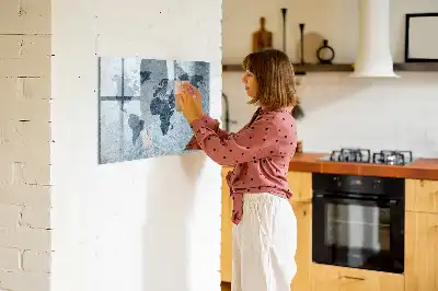 Mapa del mundo de cristal borrable con superficie magnética