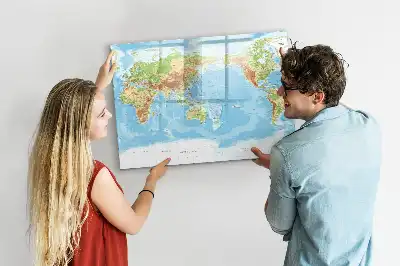 Mapa físico del mundo pizarra magnética de pared con rotulador incluido