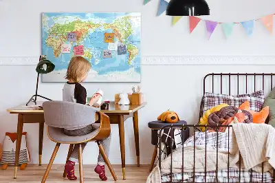 Mapa físico del mundo pizarra magnética de pared con rotulador incluido