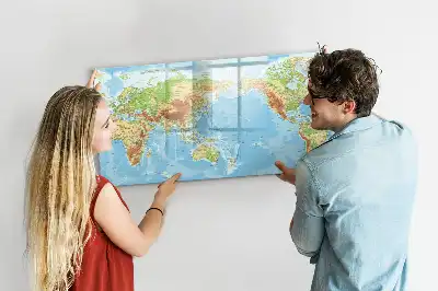 Mapa físico del mundo pizarra magnética de pared con rotulador incluido