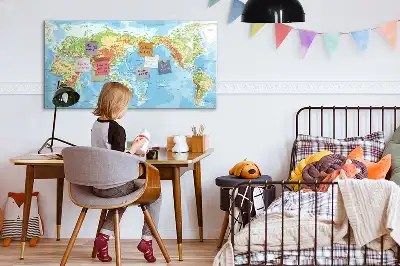 Mapa físico del mundo pizarra magnética de pared con rotulador incluido