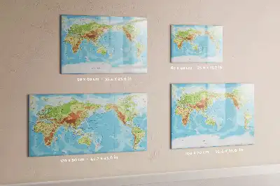 Mapa físico del mundo pizarra magnética de pared con rotulador incluido