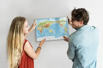 Mapa físico del mundo pizarra magnética de pared con rotulador incluido