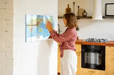Mapa físico del mundo pizarra magnética de pared con rotulador incluido
