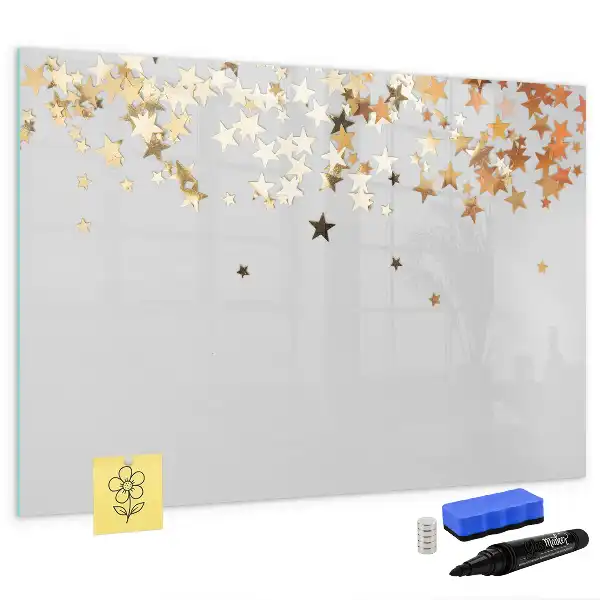 Pizarra borrable de cristal con imanes diseño estrellas
