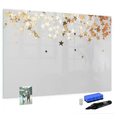 Pizarra borrable de cristal con imanes diseño estrellas