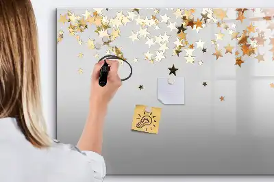 Pizarra borrable de cristal con imanes diseño estrellas