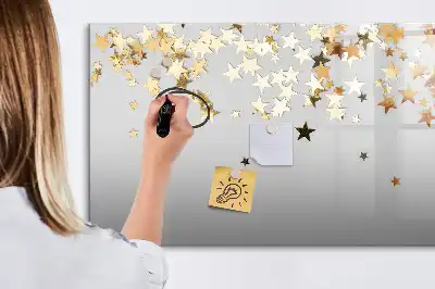 Pizarra borrable de cristal con imanes diseño estrellas